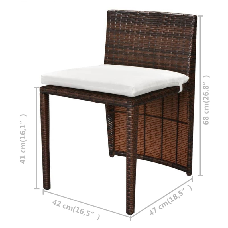 Afuera Living 3 Piece Steel Small Furniture Set in Brown/Cream