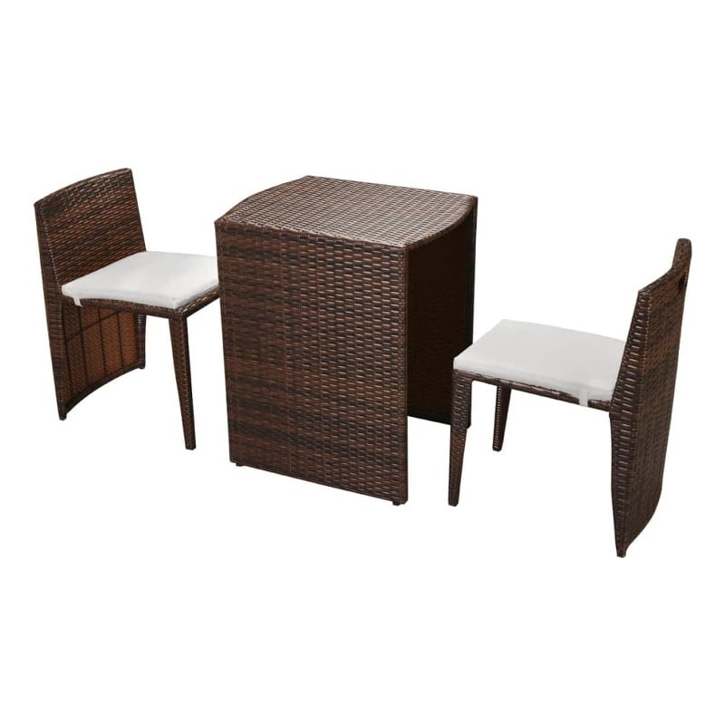Afuera Living 3 Piece Steel Small Furniture Set in Brown/Cream
