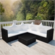 Afuera Living Contemporary 4 Piece Poly Rattan Furniture Set in Black