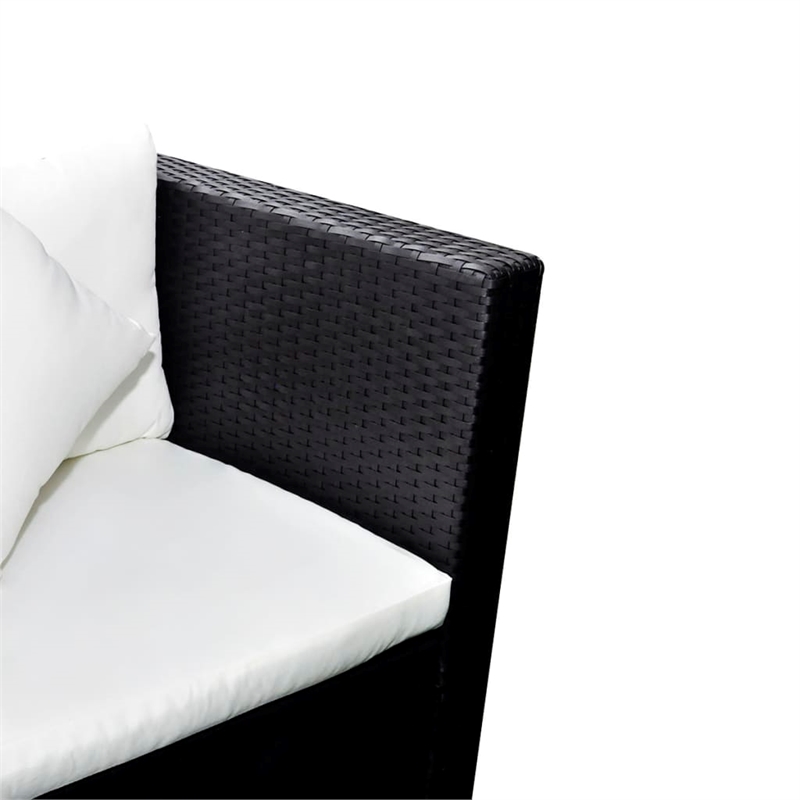 Afuera Living Contemporary 4 Piece Poly Rattan Furniture Set in Black