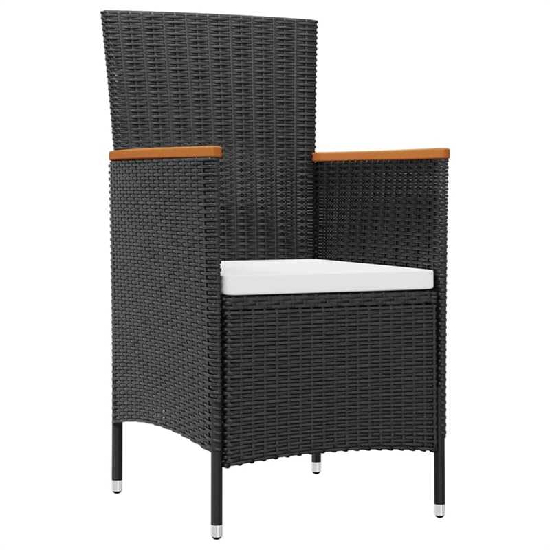 Afuera Living Contemporary Synthetic Poly Rattan Dining Set in Black