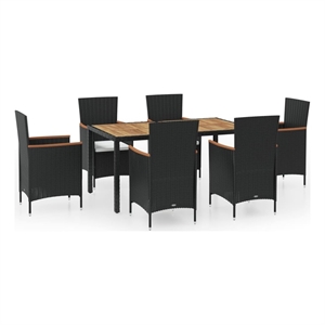 Afuera Living Contemporary Synthetic Poly Rattan Dining Set in Black