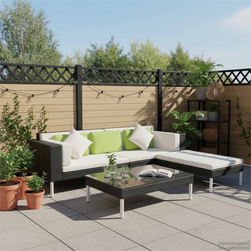 Afuera Living Contemporary Synthetic Poly Rattan Medium Sofa in Black