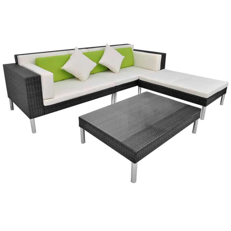 Afuera Living Contemporary Synthetic Poly Rattan Medium Sofa in Black
