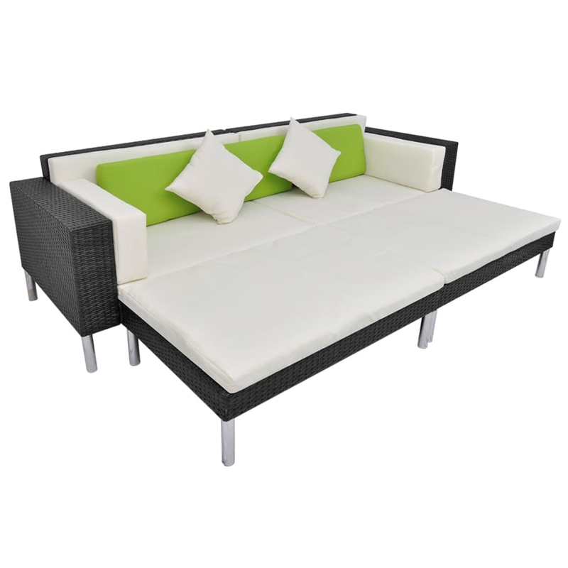 Afuera Living Contemporary Synthetic Poly Rattan Medium Sofa in Black