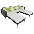 Afuera Living Contemporary Synthetic Poly Rattan Medium Sofa in Black