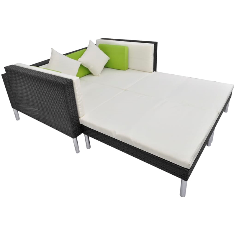 Afuera Living Contemporary Synthetic Poly Rattan Medium Sofa in Black