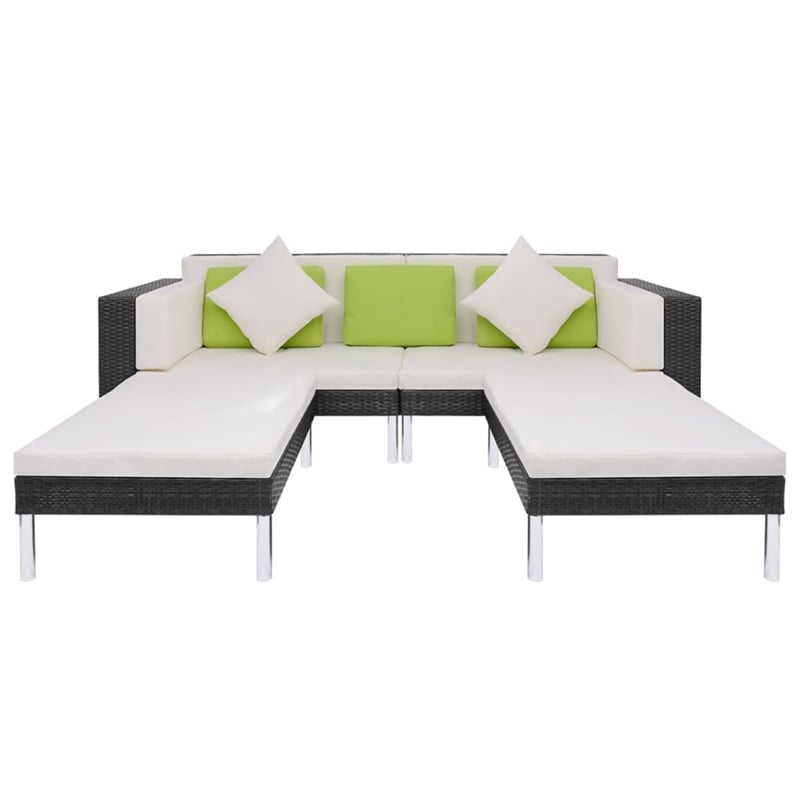 Afuera Living Contemporary Synthetic Poly Rattan Medium Sofa in Black
