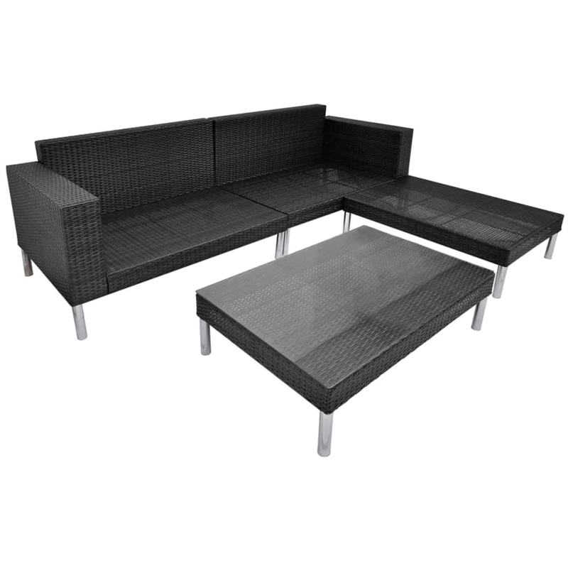 Afuera Living Contemporary Synthetic Poly Rattan Medium Sofa in Black