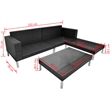 Afuera Living Contemporary Synthetic Poly Rattan Medium Sofa in Black