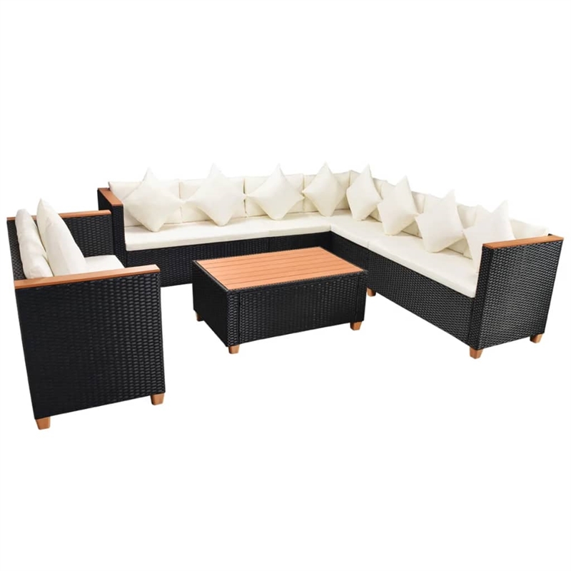 Afuera Living Contemporary Poly Rattan Large Patio Furniture Black/Cream