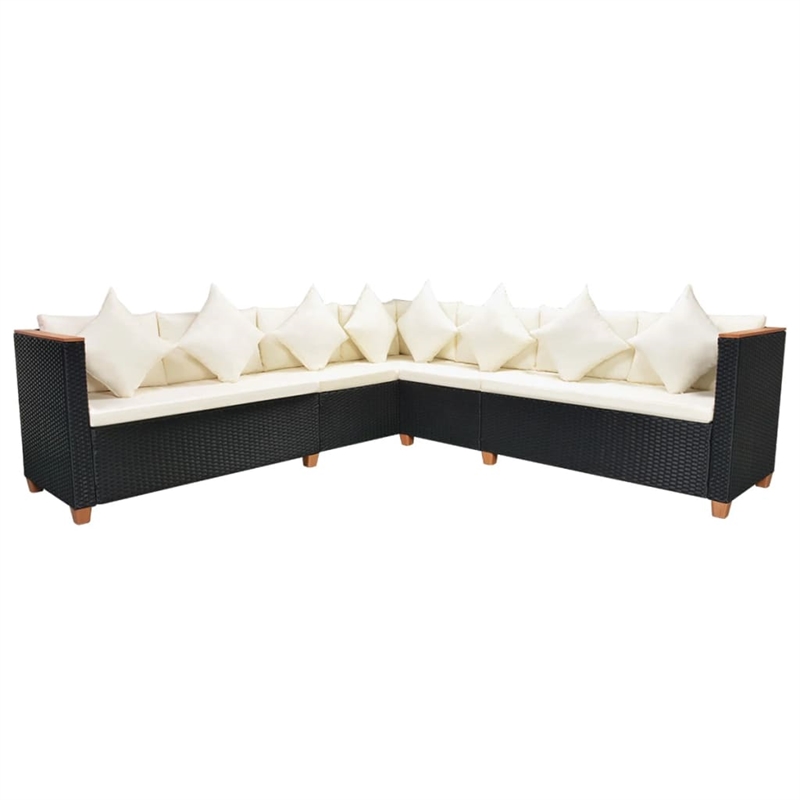 Afuera Living Contemporary Poly Rattan Large Patio Furniture Black/Cream