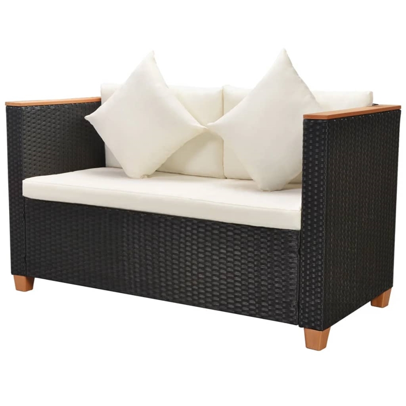 Afuera Living Contemporary Poly Rattan Large Patio Furniture Black/Cream