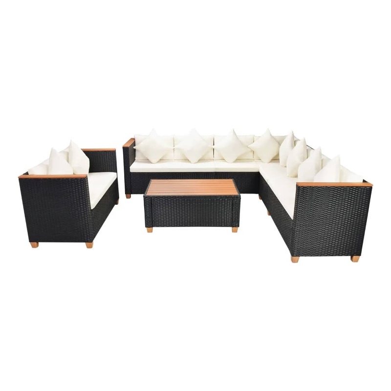 Afuera Living Contemporary Poly Rattan Large Patio Furniture Black/Cream
