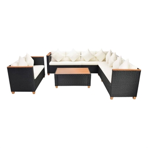 Afuera Living Contemporary Poly Rattan Large Patio Furniture Black/Cream