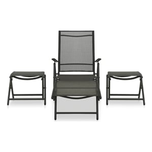 Afuera Living 3 Piece Aluminum Standard Garden Lounge Set in Black