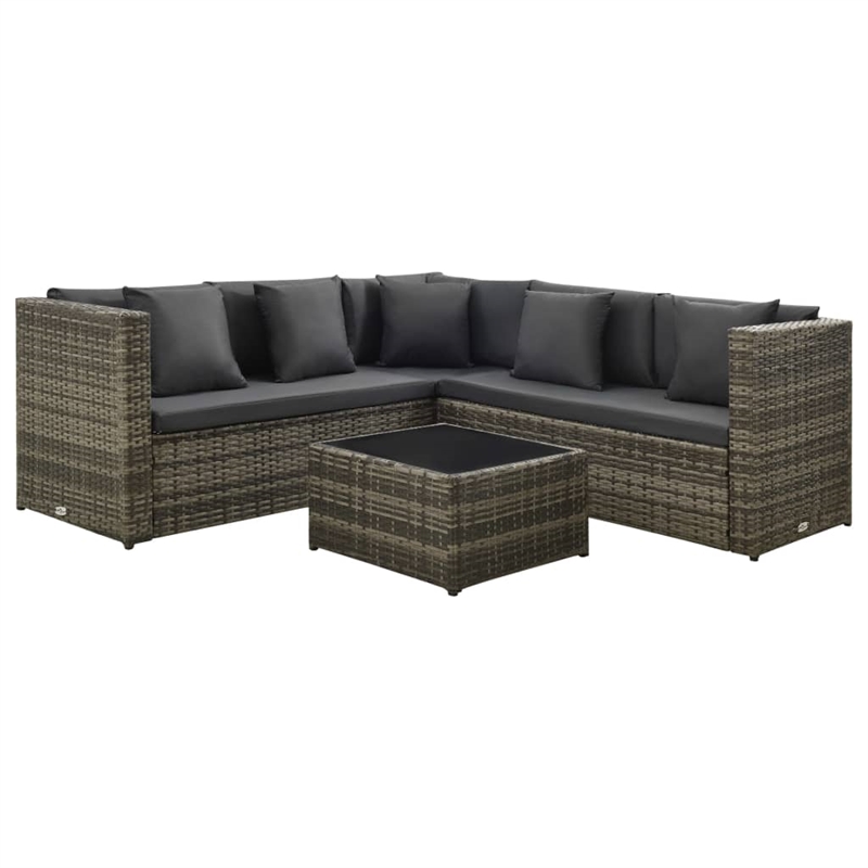Afuera Living Contemporary Synthetic Poly Rattan Patio Furniture Gray