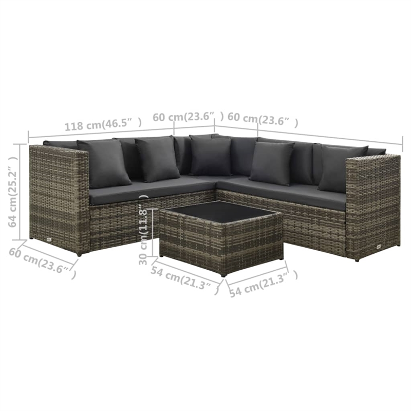 Afuera Living Contemporary Synthetic Poly Rattan Patio Furniture Gray