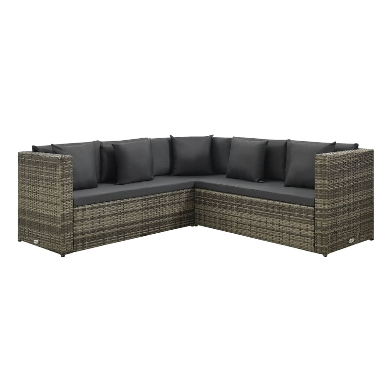 Afuera Living Contemporary Synthetic Poly Rattan Patio Furniture Gray