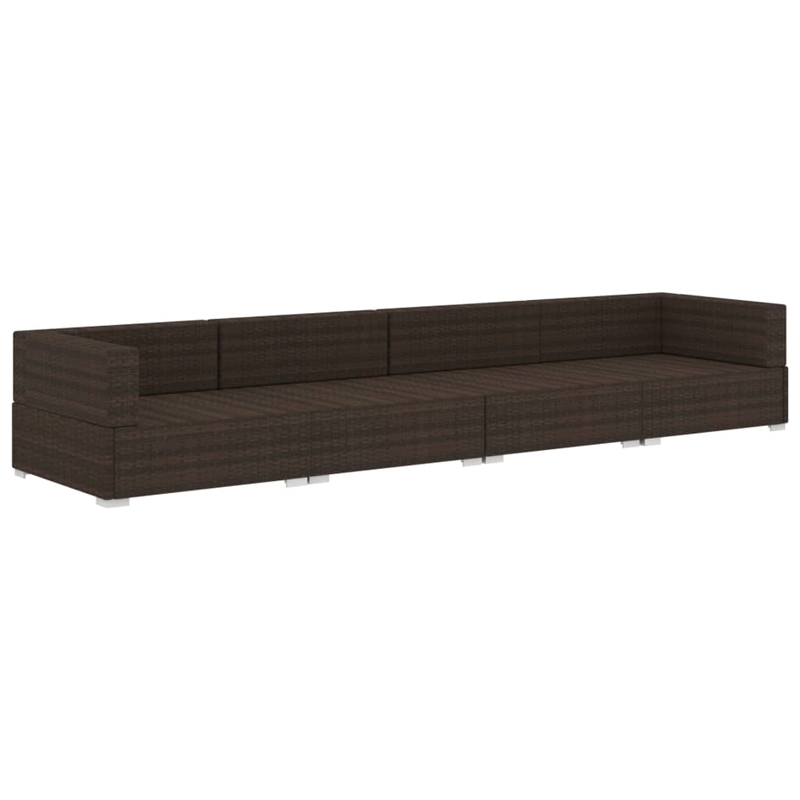 Afuera Living 4 Piece Poly Rattan Patio Sofa Set in Brown/Cream