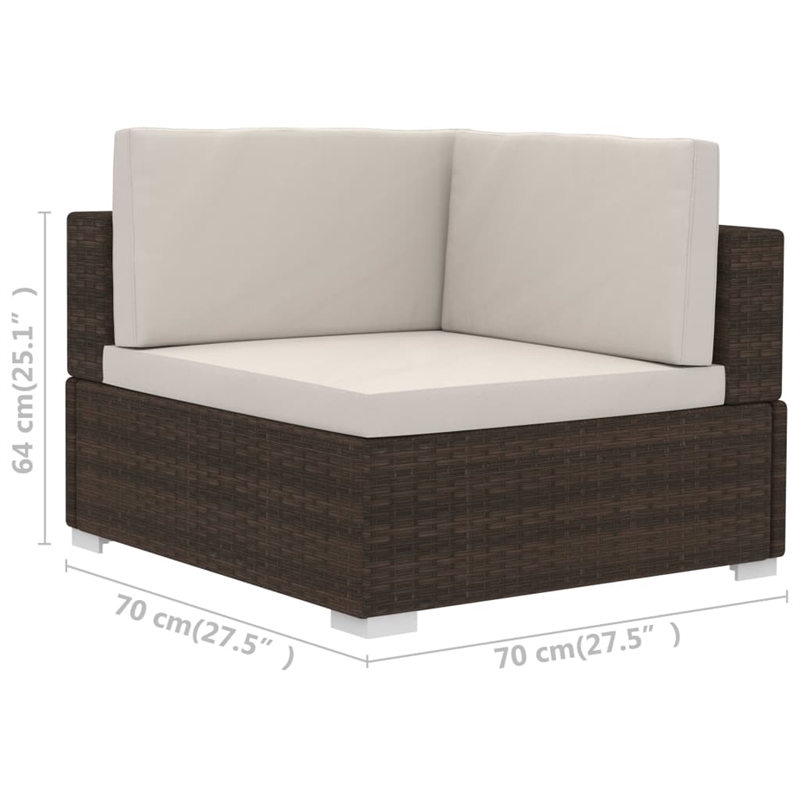 Afuera Living 4 Piece Poly Rattan Patio Sofa Set in Brown/Cream