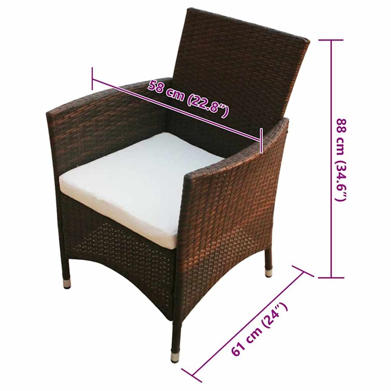 Afuera Living Contemporary Synthetic Poly Rattan 7 Piece Furniture Set in Brown