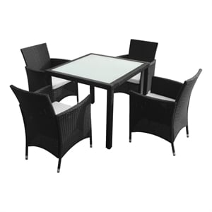 Afuera Living Contemporary 5 Piece Steel Garden Furniture Set in Black