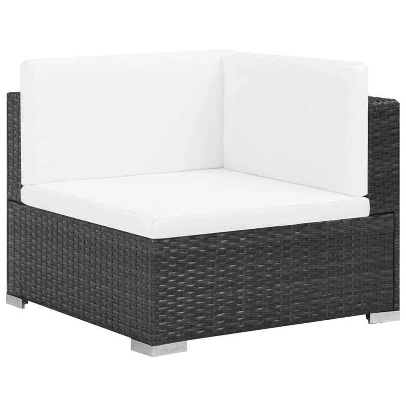 Afuera Living Contemporary 7 Piece Poly Rattan Patio Sofa Set in Black