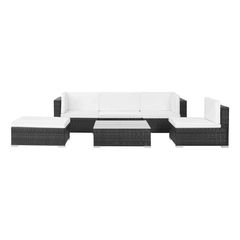 Afuera Living 6 Piece Poly Rattan Patio Sofa Set in Black/Cream