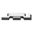 Afuera Living 6 Piece Poly Rattan Patio Sofa Set in Black/Cream