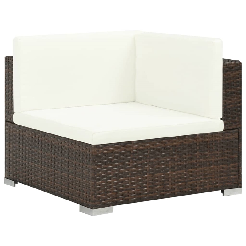 Afuera Living 7 Piece Poly Rattan Patio Sofa Set in Brown/Cream
