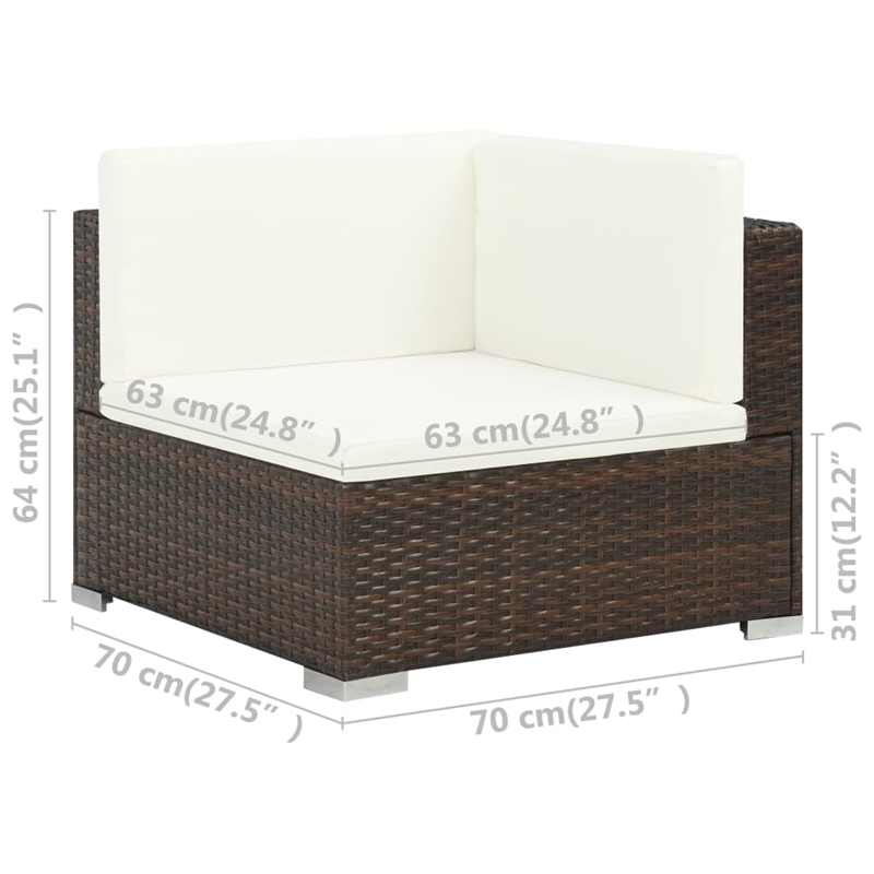 Afuera Living 7 Piece Poly Rattan Patio Sofa Set in Brown/Cream
