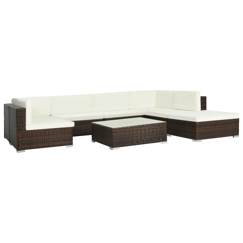 Afuera Living Contemporary Poly Rattan Patio Sofa Set in Brown