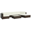 Afuera Living Contemporary Poly Rattan Patio Sofa Set in Brown