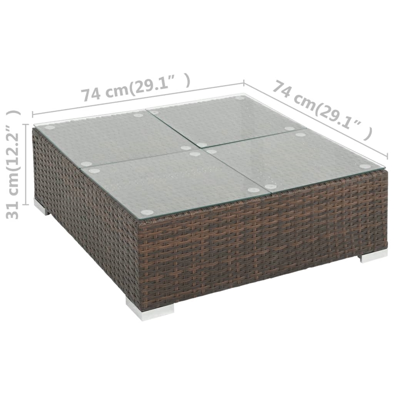 Afuera Living Contemporary Poly Rattan Patio Sofa Set in Brown
