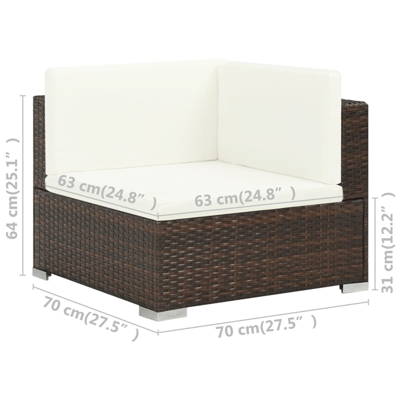 Afuera Living Contemporary Poly Rattan Patio Sofa Set in Brown
