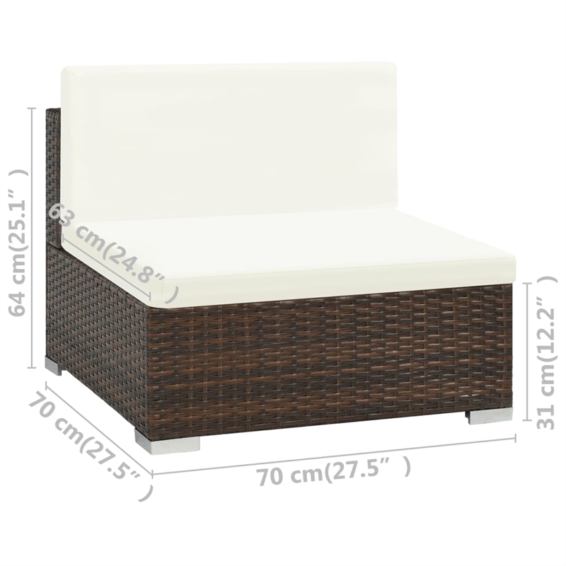 Afuera Living Contemporary Poly Rattan Patio Sofa Set in Brown