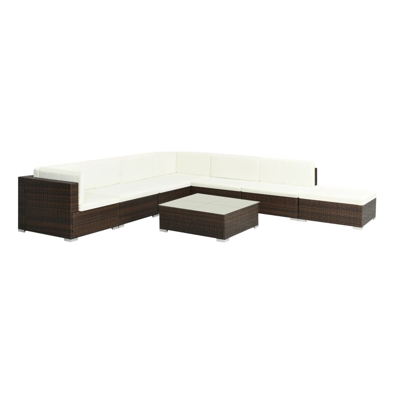 Afuera Living Contemporary Poly Rattan Patio Sofa Set in Brown