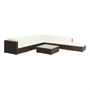 Afuera Living Contemporary Poly Rattan Patio Sofa Set in Brown