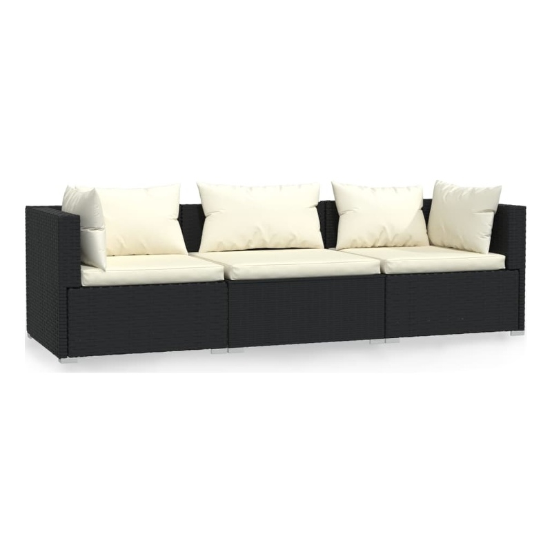 Afuera Living Contemporary Synthetic Poly Rattan  Garden Sofa in Black