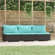 Afuera Living Contemporary Synthetic Poly Rattan Sofa in Black