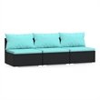 Afuera Living Contemporary Synthetic Poly Rattan Sofa in Black