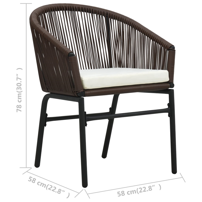 Afuera Living Contemporary Durable Rattan Small Bistro Set in Brown