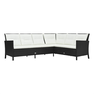 Afuera Living 3 Piece Poly Rattan Garden Furniture Set in Black/Cream