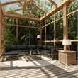 Afuera Living Contemporary Synthetic Poly Rattan 8 Piece Lounge Set in Gray