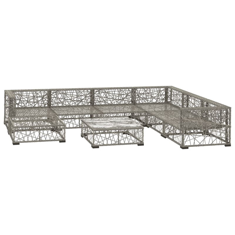 Afuera Living Contemporary Synthetic Poly Rattan 8 Piece Lounge Set in Gray