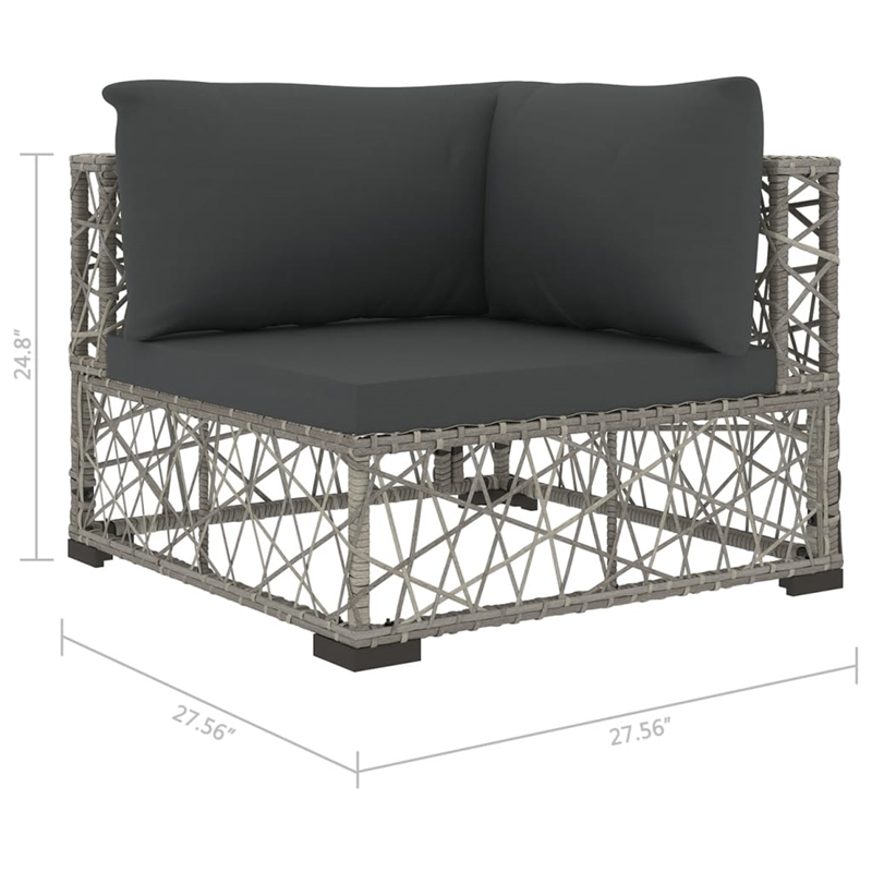 Afuera Living Contemporary Synthetic Poly Rattan 8 Piece Lounge Set in Gray