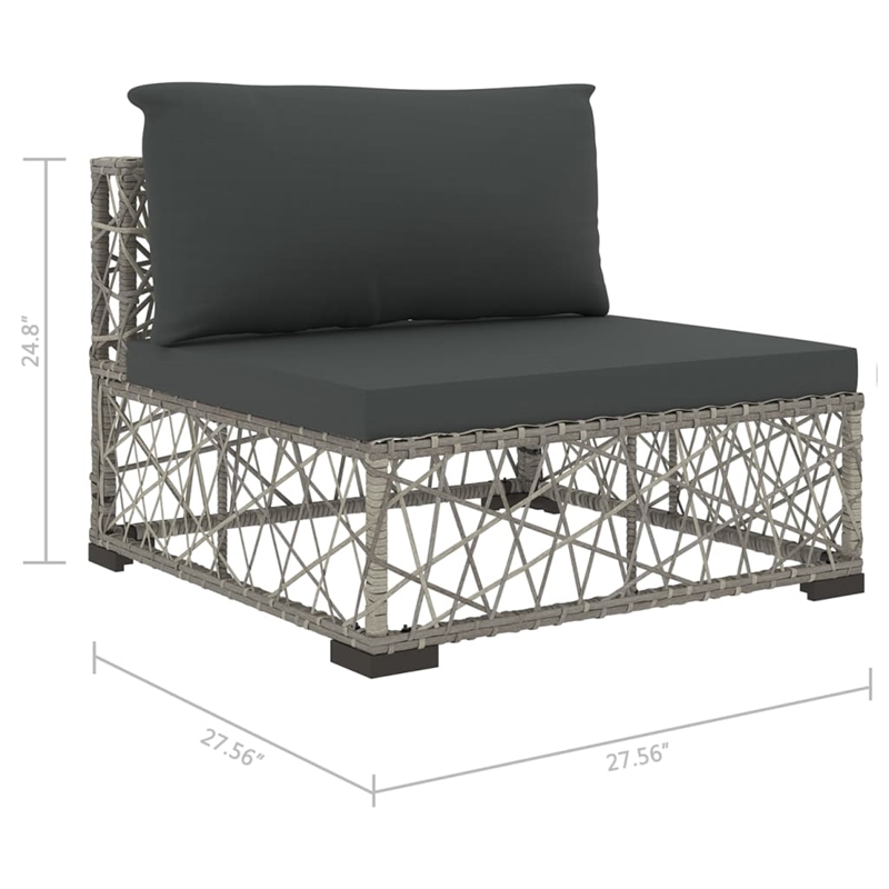 Afuera Living Contemporary Synthetic Poly Rattan 8 Piece Lounge Set in Gray