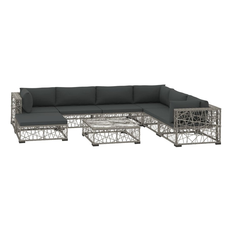 Afuera Living Contemporary Synthetic Poly Rattan 8 Piece Lounge Set in Gray