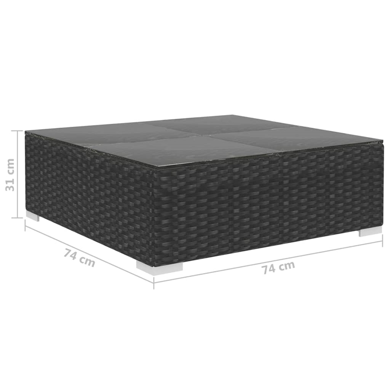 Afuera Living Contemporary 8 Piece Poly Rattan Sofa Black/Cream
